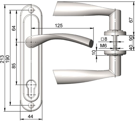 Ручка на планке CRIT Р85-1445-А-Хп 04934