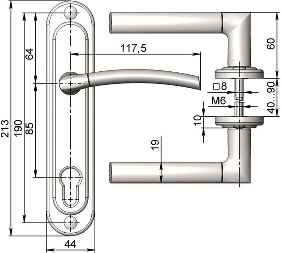 Ручка на планке CRIT Р85-1410-А-Хп 04935