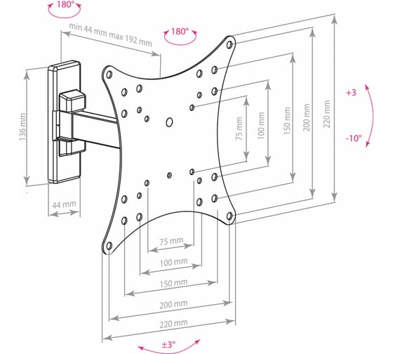 TV кронштейн Arm media MARS 3 black 10182