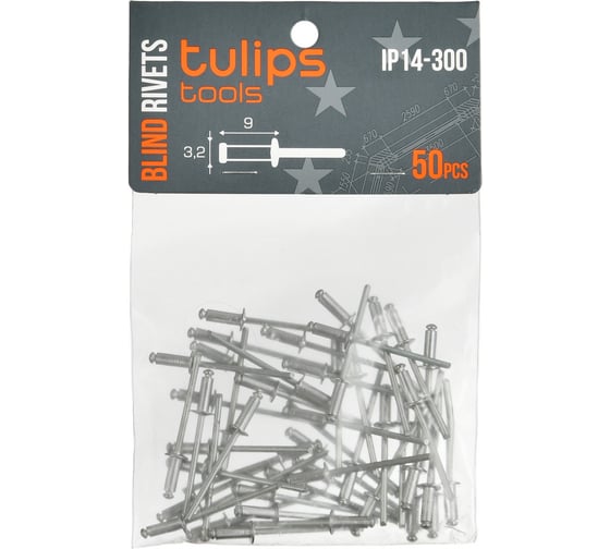 Вытяжные заклепки Tulips tools 3.2х9 мм, 50 шт IP14-300 1