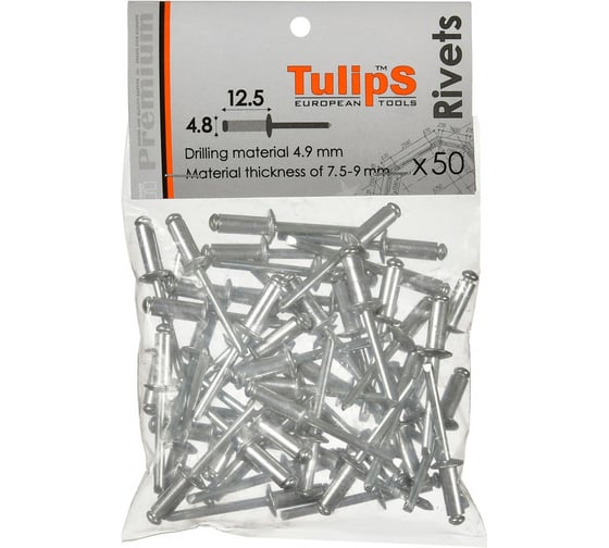 Вытяжные заклепки Tulips tools 4.8х12 мм, 50 шт IP14-503 1