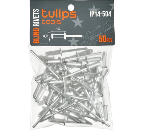 Вытяжные заклепки Tulips tools 4.8х14 мм, 50 шт IP14-504