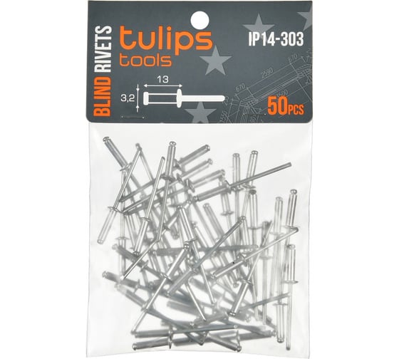 Вытяжные заклепки Tulips tools 3.2х13 мм, 50 шт IP14-303 1