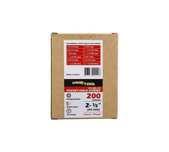 Саморезы Uniq tool Blue-coating 2-1/2" синее покрытие 64 мм крупная резьба, упак. 200 шт. UTS-ZML-B-200