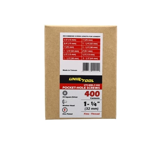 Саморезы Uniq tool UT оцинков. MAXI-LOC 1-1/4", 32 мм, частая резьба, упак. 400 шт. UTS-MML-F-400