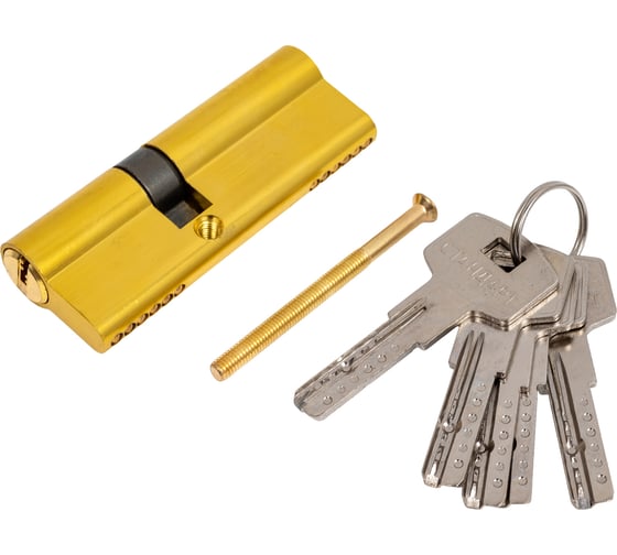 Цилиндровый механизм Стандарт F-01 85(30х10х45) GP, 5 ключей, золото, перф. ключ/ключ 11309