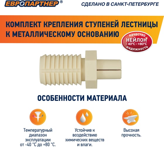 Крепление для ступеней лестницы к металлическому основанию ЕВРОПАРТНЕР PLM, 4 шт. PLM 0493