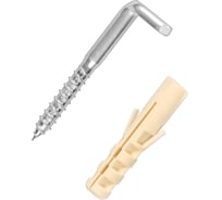 Крюк-шуруп ЕВРОПАРТНЕР L-образный, Zn, d5,1хL50 мм, прямой шлиц, 10 шт. 0307 2