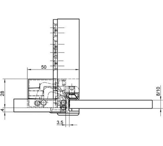 Скрытая петля для стеклянных дверей SIMONSWERK Tectus TEG 310 2D 301 - матовая серая NCS S 67613