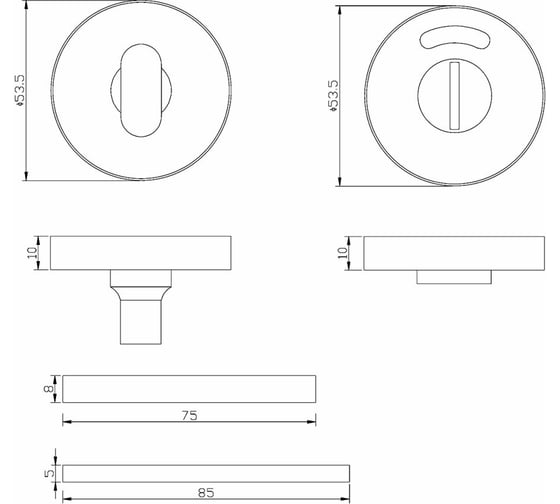 Поворотная кнопка DOORLOCK DL E08/Y/RW WC Rt нержавеющая cталь с индикатором, шпиндель 5/8мм, универсальный монтаж 73331