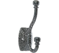 Мебельный крючок TUNDRA krep, КМ04BM, двухрожковый, цвет серебро на черном 3853835