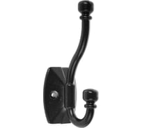 Мебельный крючок TUNDRA krep, КМ04SD, двухрожковый, цвет черный металлик 3853839