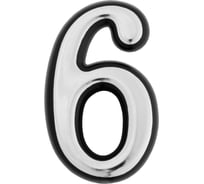 Дверная цифра "6" TUNDRA пластиковая, цвет хром, 1 шт. 5206111