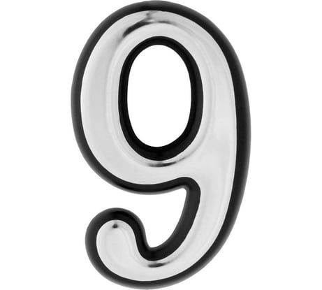 Дверная цифра "9" TUNDRA пластиковая, цвет хром, 1 шт. 5206114