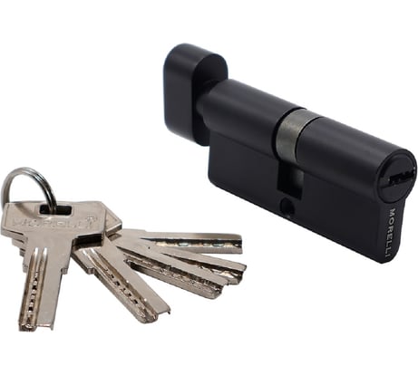 Ключевой цилиндр (личинка) MORELLI HS 70CK BL высокой секретности, с заверткой (70 мм), цвет - черный 9015172