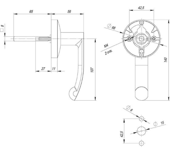 Ручка накладная DORF для 1700B и 1700C с фиксацией ключом H-101