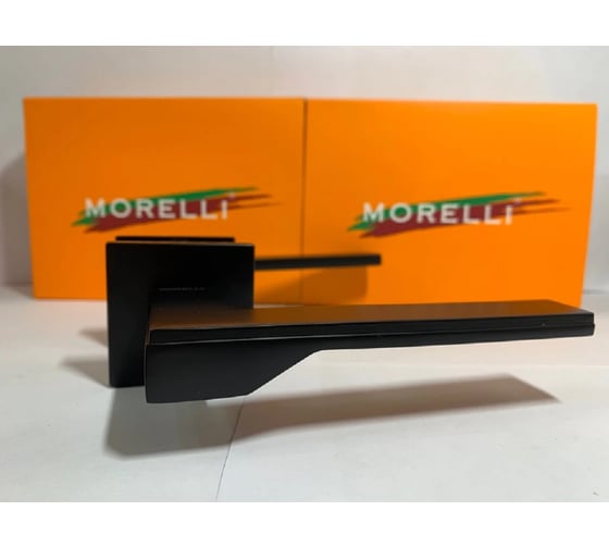 Дверная ручка на квадратной розетке MORELLI  MH 49 S6 BL, 6 мм, цвет - черный 9012697