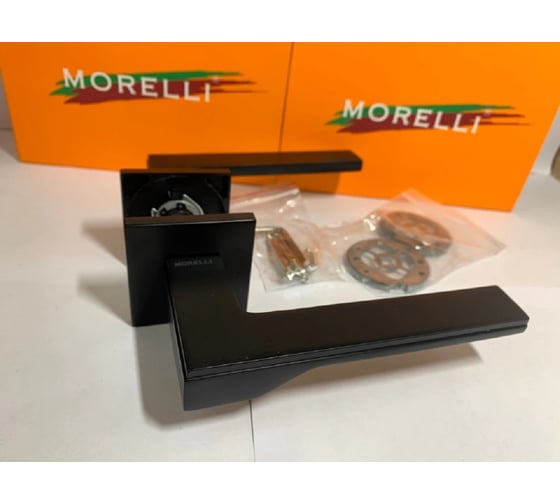 Дверная ручка на квадратной розетке MORELLI  MH 49 S6 BL, 6 мм, цвет - черный 9012697