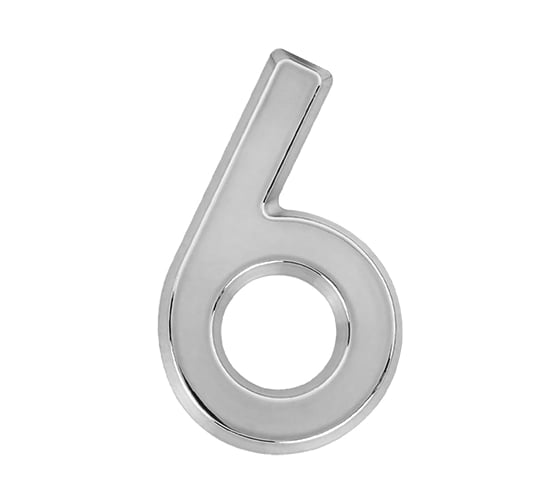 Цифра дверная 6 (9) НОРА-М 75 мм, хром пластик, самоклеящаяся 20115