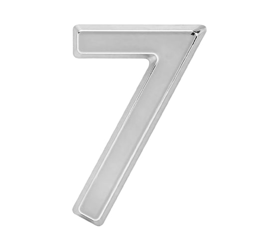 Цифра дверная 7 НОРА-М 75 мм, хром пластик, самоклеящаяся 20116