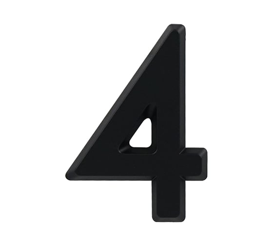 Цифра дверная 4 НОРА-М 75 мм, черный пластик, самоклеящаяся 20122