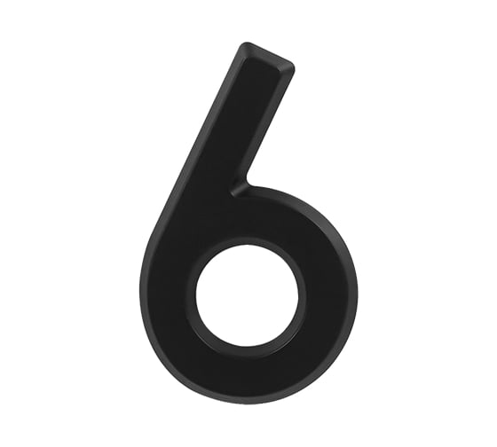 Цифра дверная 6 (9) НОРА-М 75 мм, черный пластик, самоклеящаяся 20124