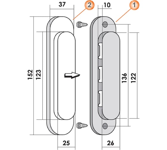 Ручка для раздвижных дверей MORELLI MHS150 BL цвет - черный 9012710