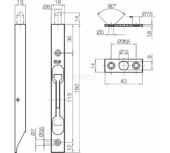 Торцевой шпингалет MORELLI L160 BL цвет - черный 9012834
