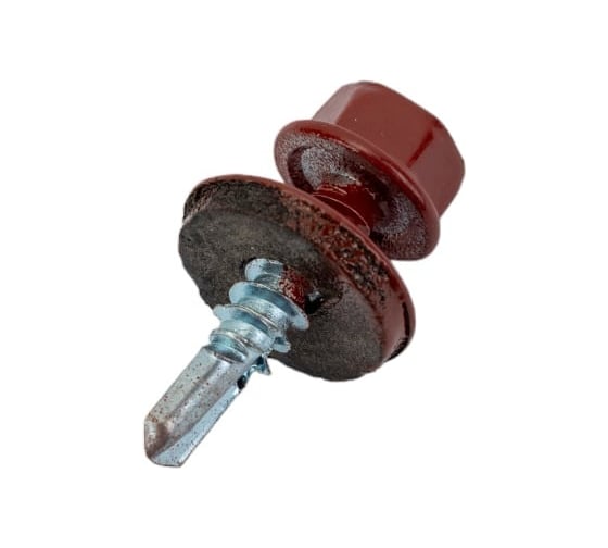 Кровельные саморезы MET4FIX 5,5x25 по металлу, цвет RAL 3009 (оксидно-красный), 250 шт. 4690406354751 1