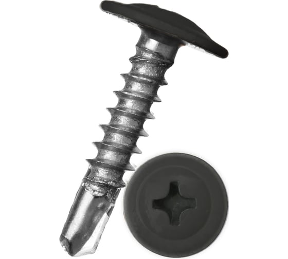 Саморез крашеный с пресс-шайбой со сверлом КВАДРА 4.2x19 мм, RAL 7024, 20 шт 702419220812 1