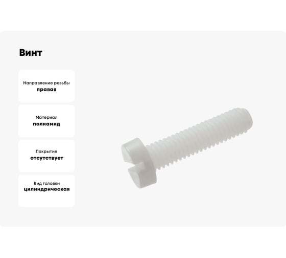 Винт ЦКИ DIN84, М3x10, полиамид, SL 5.0x0.8, 5 шт 4027919