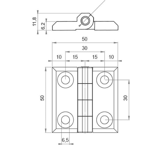 Петля шарнирная накладная универсальная EMES 2 шт PM50X50.2