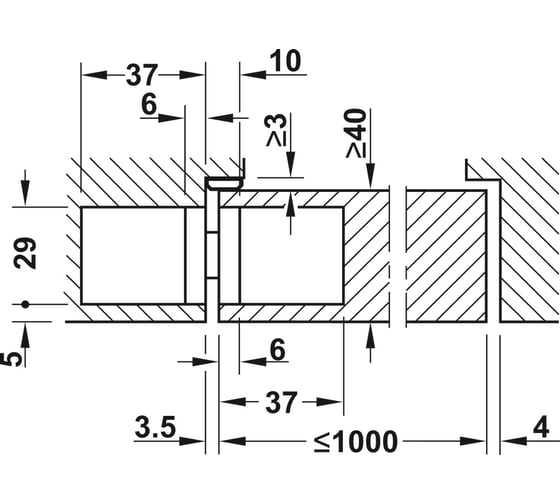 Петля скрытая Hafele 70-105 кг, 40 мм, правая, никель матовый 927.32.016
