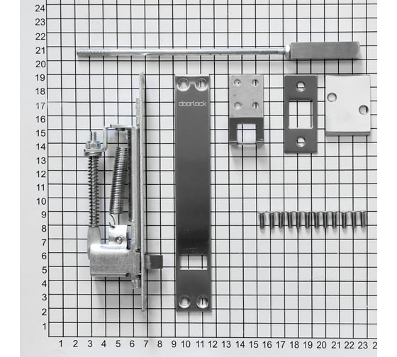 Шпингалет автоматический Doorlock DL FAB/M/200/SSS нержавеющая сталь, длина хода 16 мм, планка 26х171 мм, шток 200 мм 74245