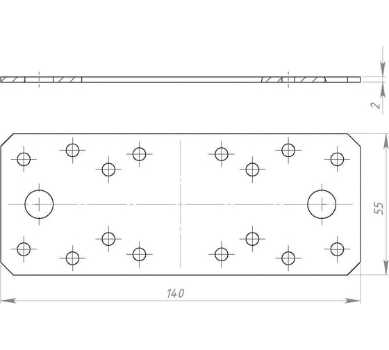 Крепежная пластина TUNDRA 140х55х2 мм, ГОЦ, в упаковке 1 шт. 5296480
