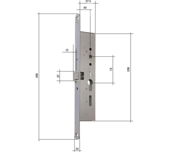 Корпус огнестойкого замка NEMEF для профильной двери 1905/21/40mm PZ Right ZN, DIN, антипаник 69177