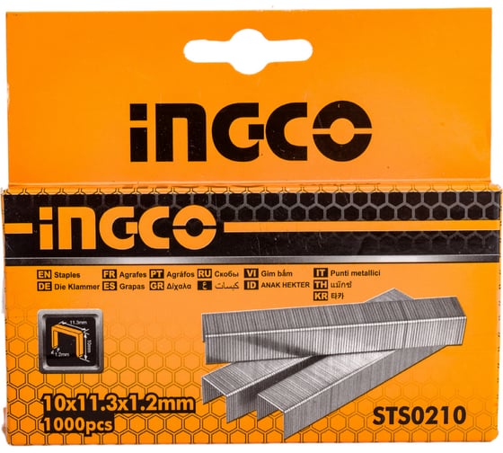 Скобы INGCO 10х11.3х1,2 мм, для степлера HSG1404 STS0210