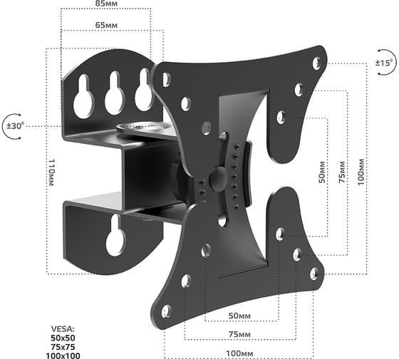 Наклонно-поворотный подвес для телевизоров Harper TVF-3 Black H00002773
