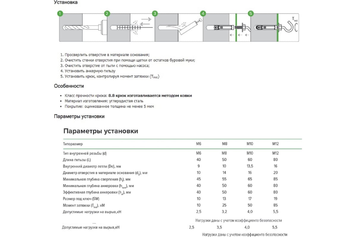 Купить Анкерная гильза с крюком Партнер PSA-HB М6 2шт 826745 по цене от ...