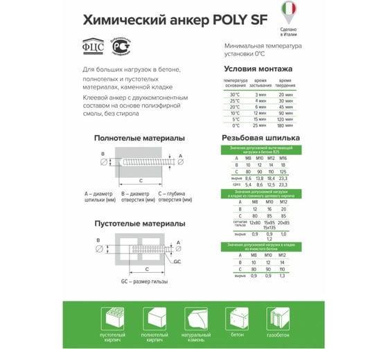 Партнер Химический анкер BCR 300 POLY SF 827264