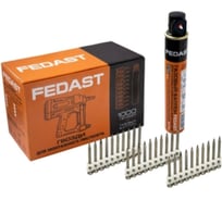 Гвозди Fedast 2.7x38 мм для металла и непрочного бетона, винтовые, с кованым наконечником, 1000 шт. + газовый баллон fd2738sbpfc