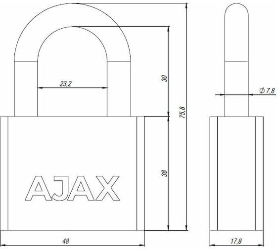 Навесной замок AJAX PD-30-50, фин. 3 кл., блистер 42577