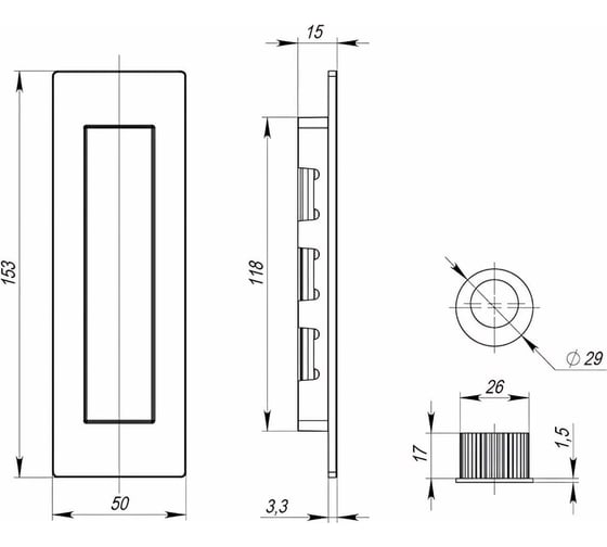Ручка для раздвижных дверей ARMADILLO SH010 URB BL-26 черный 42391