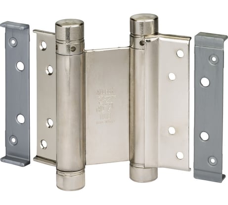 Барная пружинная петля двойного действия ALDEGHI LUIGI SPA 75х34х28 мм, цвет: никель, к-т: 2 шт + ключ с декоративными шурупами 101AN075B2