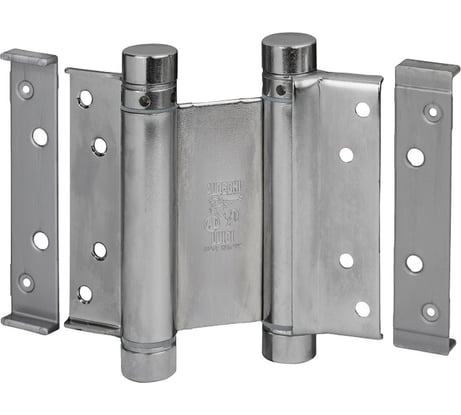 Барная пружинная петля двойного действия ALDEGHI LUIGI SPA 100х37х33 мм, цвет: полированная сталь, к-т: 2 шт + ключ с декоративными шурупами 101AL100B2