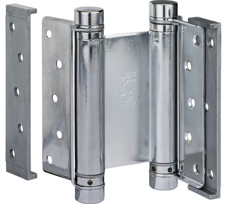 Барная пружинная петля двойного действия ALDEGHI LUIGI SPA 125х48х42 мм, цвет: хром, к-т: 2 шт + ключ с декоративными шурупами 101AC125B