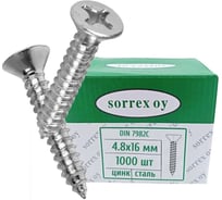 Саморез оцинкованный по металлу SORREX DIN 7982С 4,8x16 (1000штук) 7982C-1-048-016 1000
