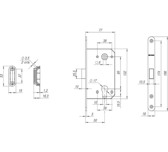 Межкомнатный замок под цилиндр Fuaro MAGNET M85C-50 SN матовый никель new plate 42789