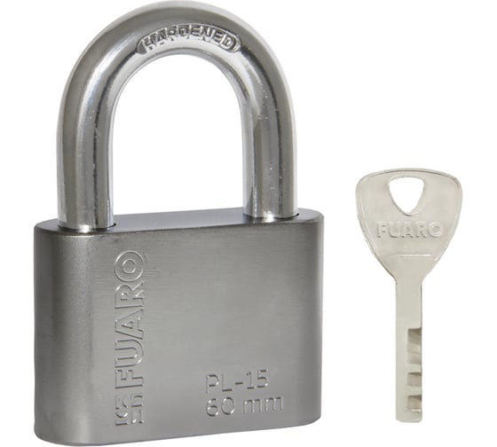 Навесной замок Fuaro PL-15-60 Nickel диск. 4 кл., блистер 42287