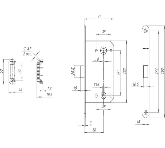 Врезная защелка Fuaro MAGNET M96WC-50 SG матовое золото new plate 42915